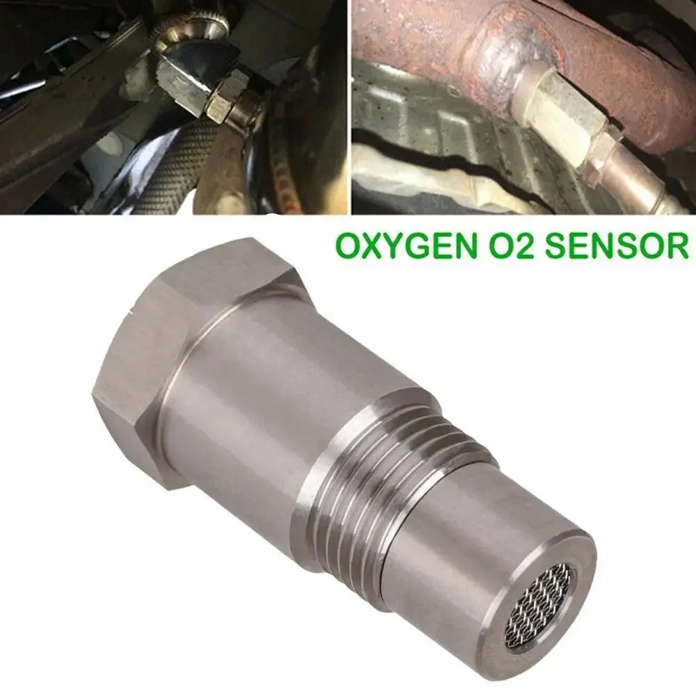 A close-up view of a mini stainless steel oxygen sensor component.