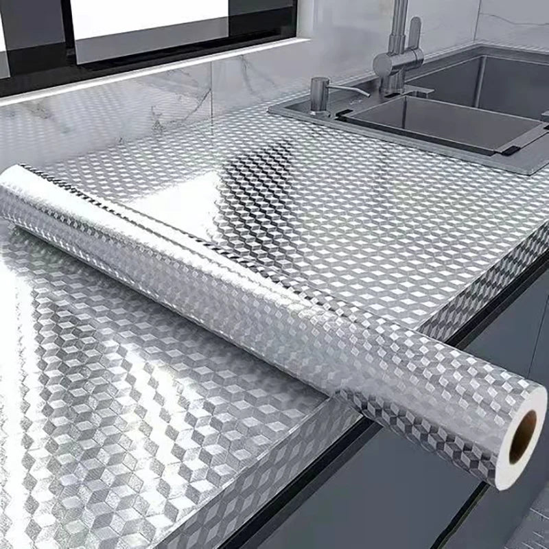 Roll of self-adhesive aluminum foil contact sheets used for kitchen and home decor