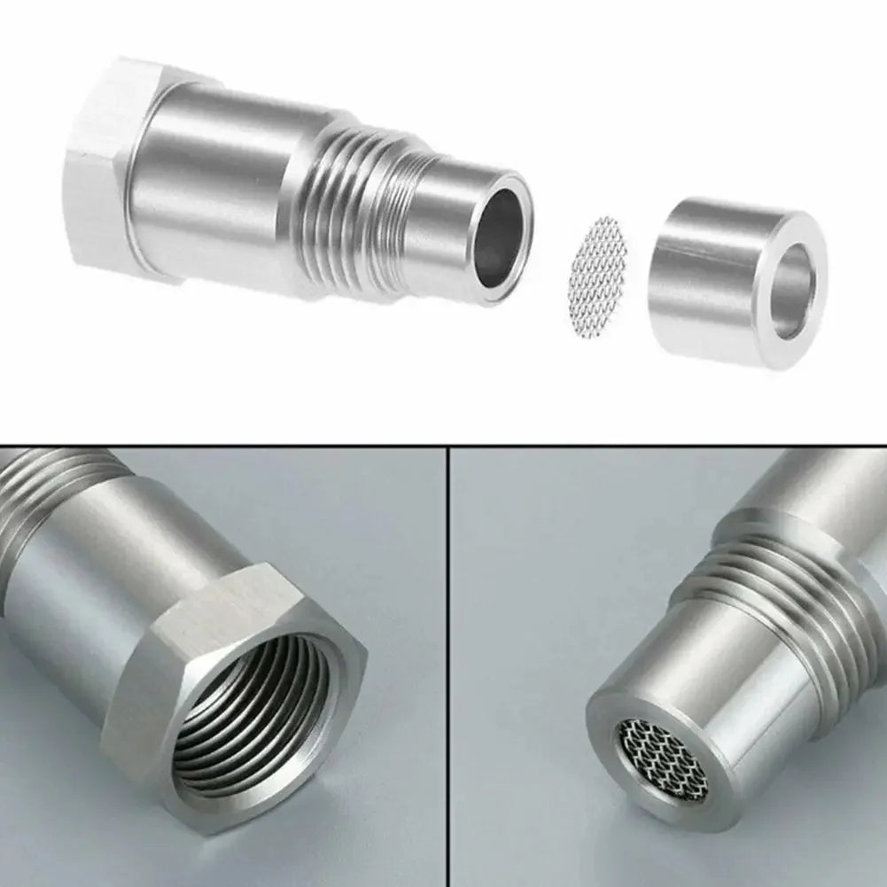 Mini stainless steel oxygen sensor components including a cylindrical body and a threaded tip