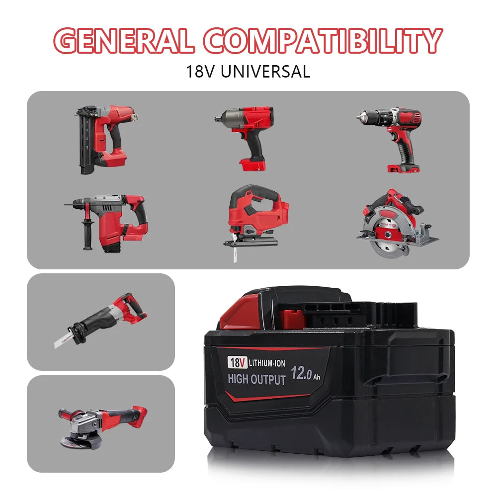 A set of 18V universal tools and a large lithium-ion battery pack for general compatibility.