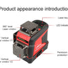A professional laser level tool with various laser windows and a pendulum protection lock.