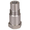 Mini stainless steel oxygen sensor with a threaded body and a perforated top.