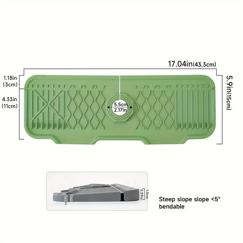 Plaque de protection pour évier de cuisine en silicone vert avec une épaisseur de 1,18 po et une longueur de 5,9 po