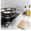 Kitchen oil-proof sticker featuring a nonstick pan and glass bottles on a silver surface.