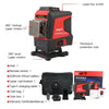 A professional laser level tool with a laser key switch, pendulum protection lock, and various accessories.