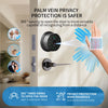 A hand opens a door lock featuring palm vein privacy protection technology for various age groups.