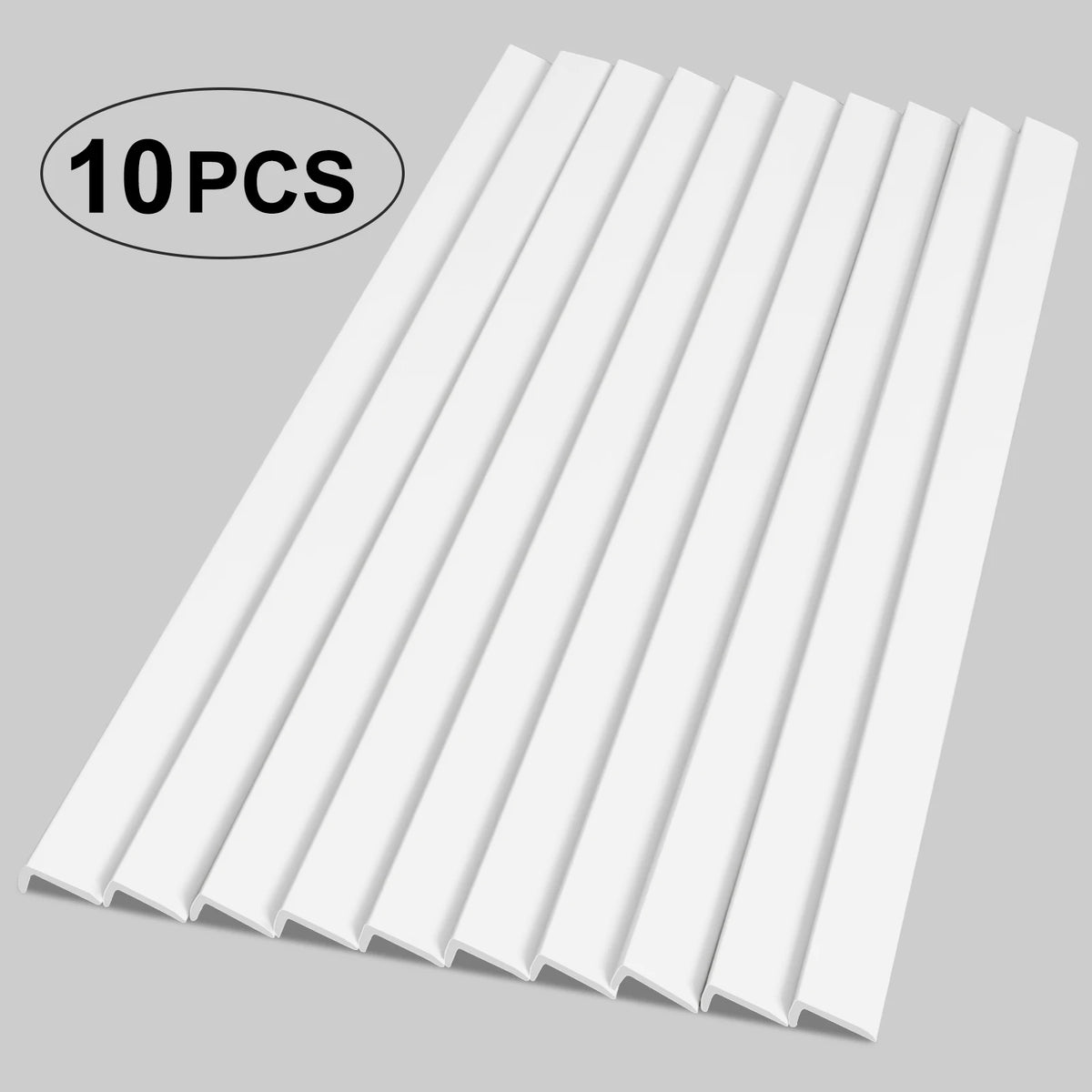 Ten pieces of white L-shaped metal wall corner strips for furniture decor