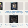 Electronic kit with buttons to simulate car lighting effects, brake function, accelerator, and reverse control.