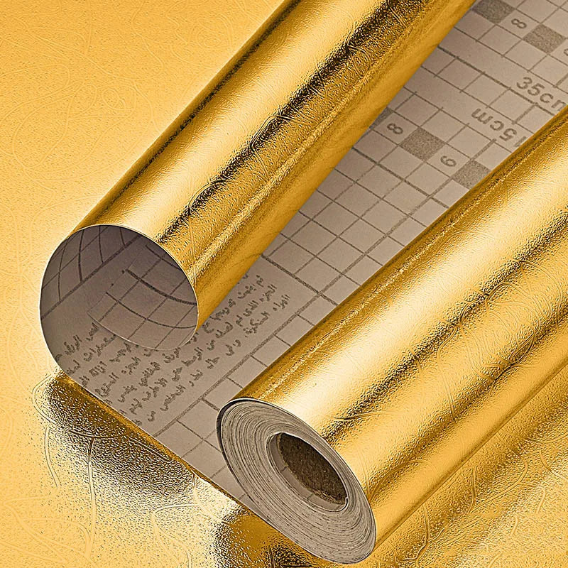 Roll of gold self-adhesive aluminum foil wall decals with measurement markings