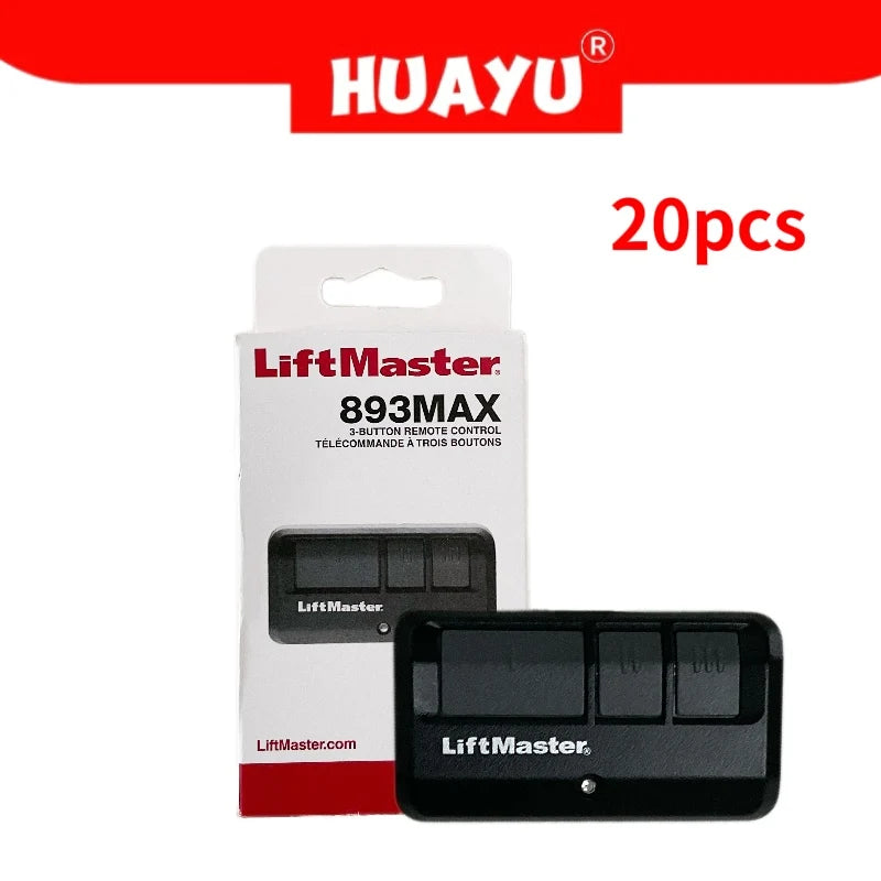 A package of 20 LiftMaster 893MAX remote control transmitters for garage doors.