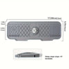 Écran de protection et essoreuse en silicone gris pour évier de cuisine, long de 15 cm et épais de 3 cm.