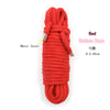 A red cotton rope with a metal cover, 10 meters long, used for restraint or roleplay.