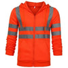 Men's reflective orange winter zipper hoodie with a zipper and hood