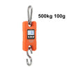 Orange digital hanging scale measuring 500kg to 100g