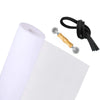 A roll of white insect screen material with a wooden and metal handle and black cord for the window and door insect screen ki