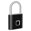 A black fingerprint keyless door lock with a silver arched keyhole.