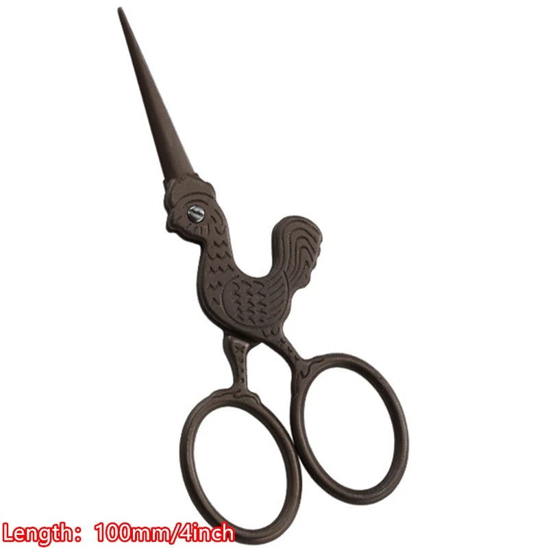 Vintage floral embroidery tailor scissors in a dark brown finish