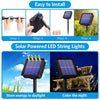 Installation steps and usage of solar powered LED string lights for outdoor decoration