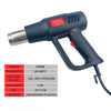 A black hot air gun with a silver nozzle and red trigger, used for hair and home applications.