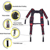 Adjustable tool belt suspenders featuring breathable mesh padding, phone holder, pencil holder, magnetic pocket, and nickel-p
