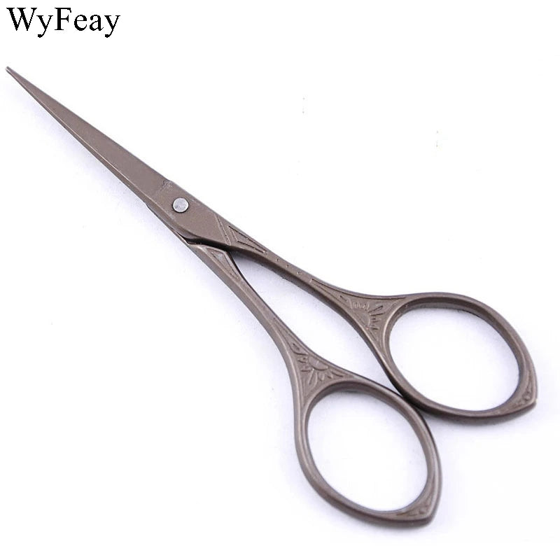 Vintage floral embroidery tailor scissors with silver handles and pointed blades