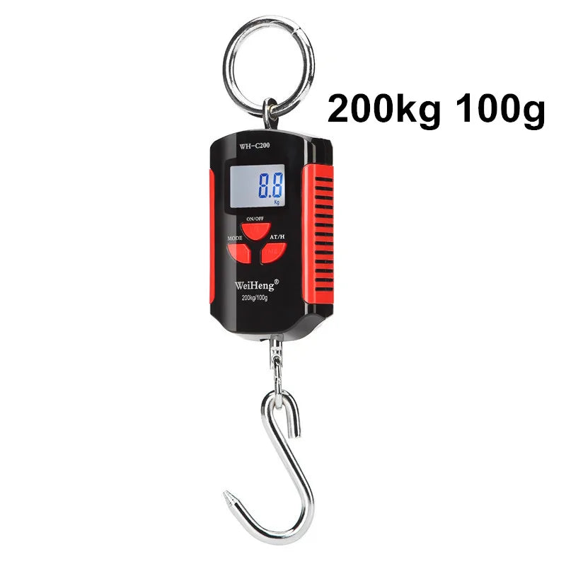 A black digital hanging scale with a keyring, displaying a weight of 8.8 kg.