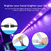 Close-up of RGB LED strip lights showing how to cut and adjust the length of the LED strips for customizable lighting.