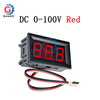 A red digital DC voltmeter gauge displaying 58.8 volts with attached wires.