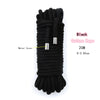 Black cotton rope with metal covers, 20 meters long.