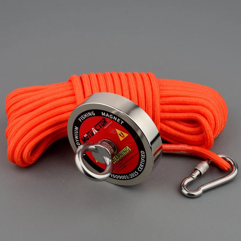 Ligne de pêche orange avec porte-gobelet magnétique et pince robuste