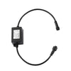 Schwarzer Hochleistungs-RGB-LED-Controller mit angeschlossenem Kabel und IR-Fernbedienung.