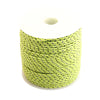 A coil of durable 2mm reflective paracord rope in a lime green color.
