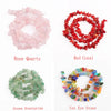 A collection of natural stone beads including Rose Quartz, Red Coral, Green Aventurine, and Cat Eye Stone.