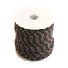 A roll of durable 2mm reflective paracord rope with black and yellow strands.