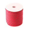 A roll of red reflective paracord rope with a white core.