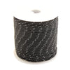 A coil of black durable 2mm reflective paracord rope.