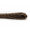 A coil of heavy duty 7-strand paracord rope with a brown and black patterned weave.