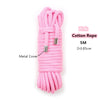 Pink cotton rope 5 meters with metal covers for bondage and roleplay