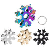 A set of 18 stainless steel multi-tools featuring various shapes and designs for outdoor and daily use.