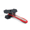 A precision car ratchet brake piston spreader tool with a black and red handle and metal components.
