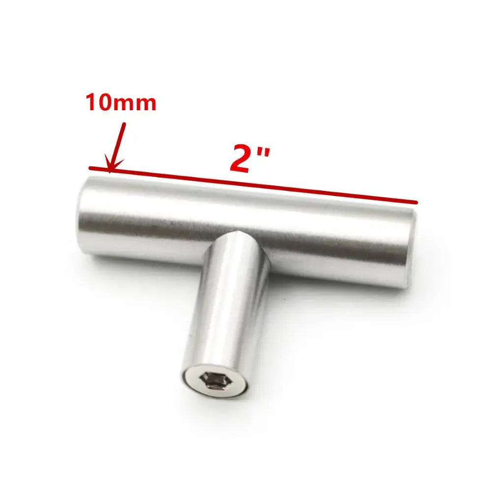 Poignée de meuble en métal argenté, longue de 10 mm et mesurée à 2 pouces.