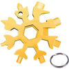 A set of 18 stainless steel multi-tools shaped like leaves, featuring a hexagonal design and a metal ring.