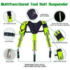 A yellow and black multifunctional tool belt suspender featuring mesh padding, elastic straps, and various tool holders.