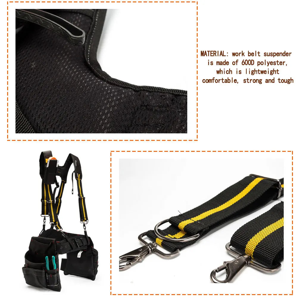 Black work belt suspender with a pouch bag made of 600D polyester