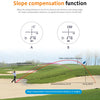 Diagram showing slope compensation function with two trajectories A and B relative to a target distance.