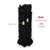 Black cotton rope with metal covers, 10 meters long.