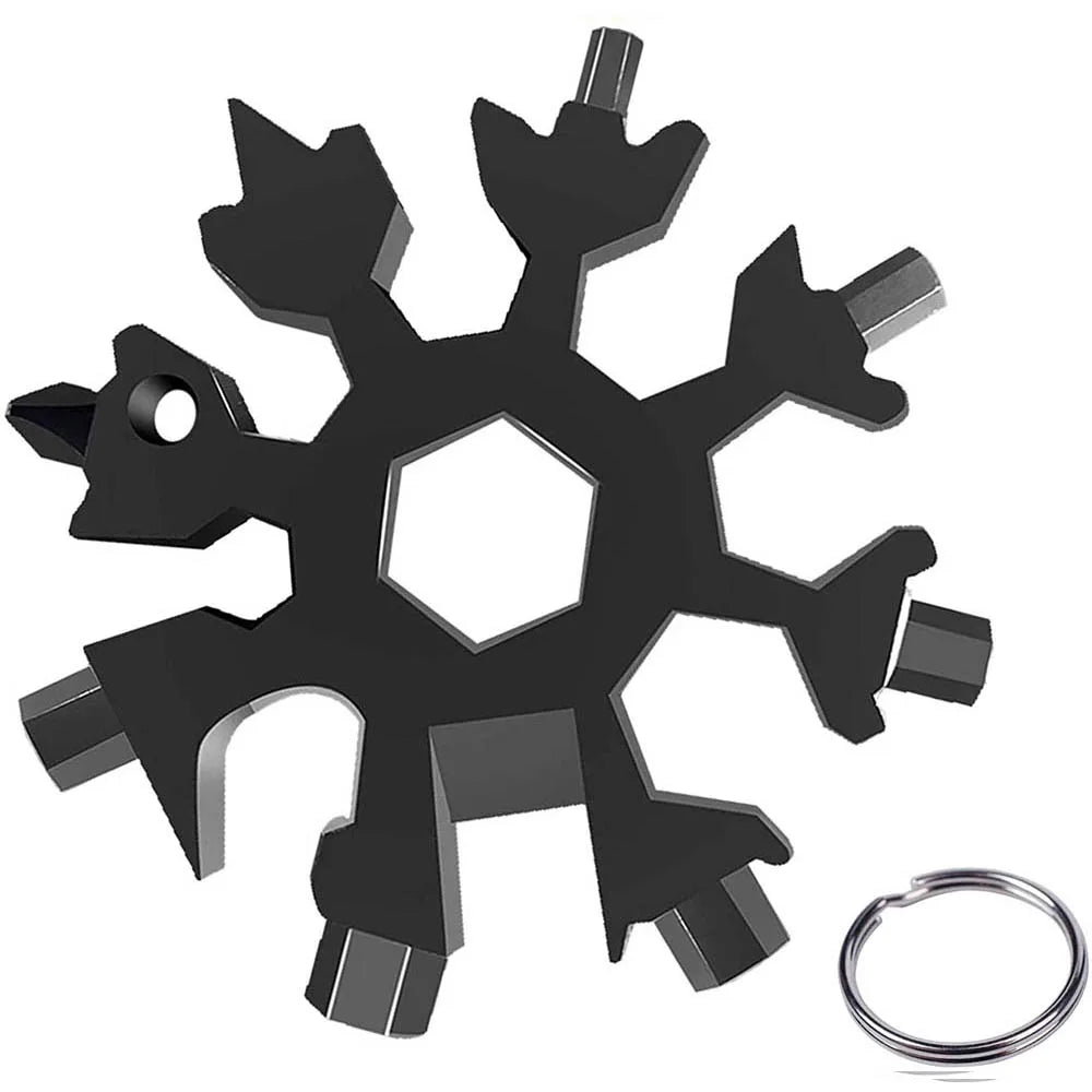 Black 18-in-1 stainless steel multi-tool with various outdoor and daily use tools