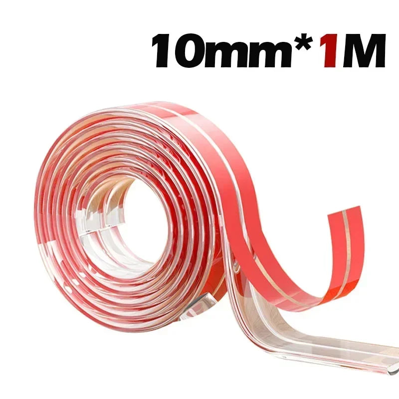 Roll of 10mm wide, 1 meter long transparent red PVC baby safety edge guards