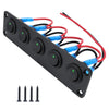 Black circular joystick switch panel with multiple colored wires and mounting screws