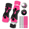 A set of pink and black heavy duty double-sided razor blade scrapers for glass and coatings, shown with various angles.